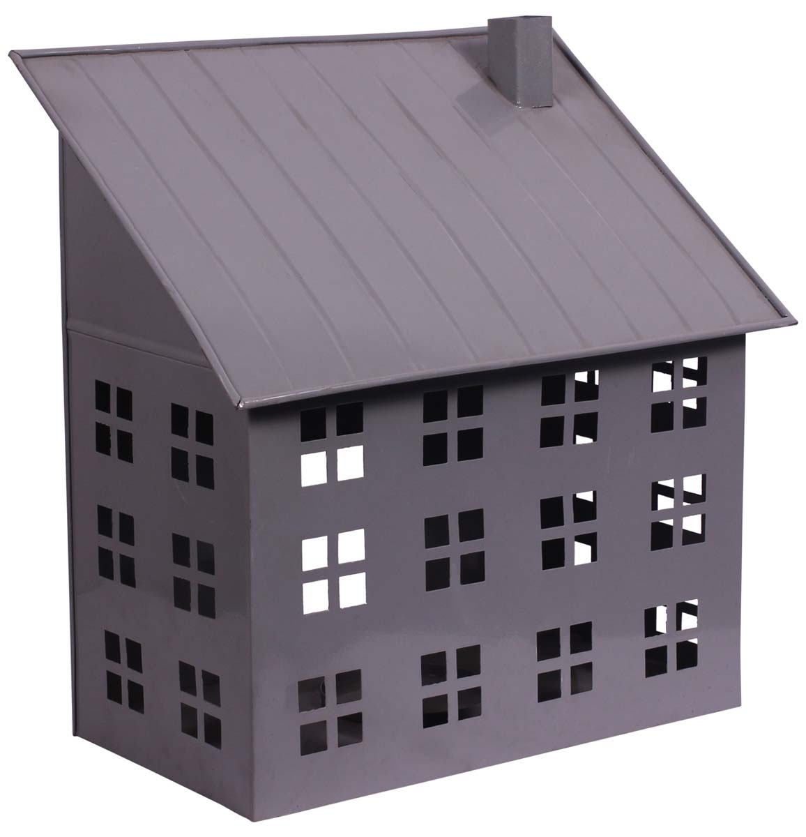 Hut-Shaped Tea-Light Candle Holder - Cast in Iron - Hand-Painted in Gray - Metal Votive Candle Stands - Party Decorations - Gifts from India - Buy in Bulk Wholesale